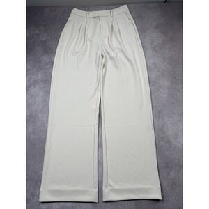 NWT CUTS Essential Pant Womens 8 Beige Bisque Pleated Wide Leg Trousers Stretch